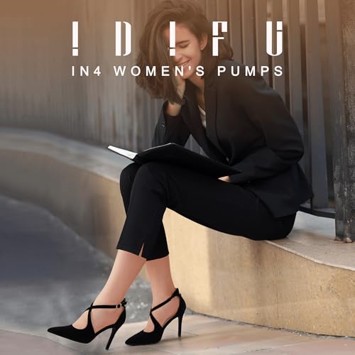IDIFU IN4 Women's Pumps Closed Toe Stiletto Heels Strappy Wedding Bridal Office Homecoming Work Prom Dress Shoes Bride Comfortable Dressy Formal Pointed Toe Zip2