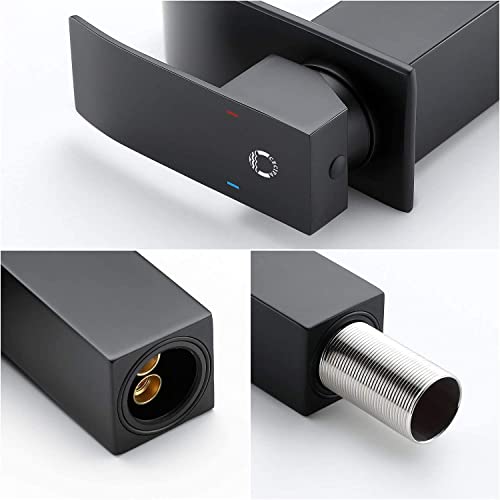 Wasserhahn Bad Schwarz Waschtischarmatur Schwarz - Cecipa Wascharmatur Bad Schwarz aus Edelstahl - Mischbatterie Waschbecken Einhebel Waschtischarmatur Wasserfall - Ares H102B (Kurz)