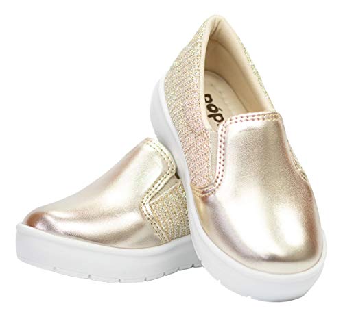 Kit com Dois Tênis Slip On Liso (26) Infantil - Dourado e Rosa - 24