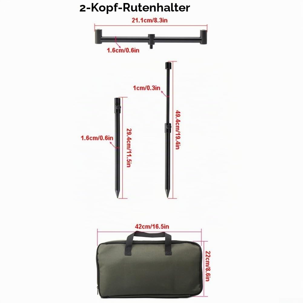 ZYWUOY Karpfenangeln Buzz Bar Set, Direction Tackle mit Tackle Bag Bank Sticks mit 2/3 Rutenauflage Kopf