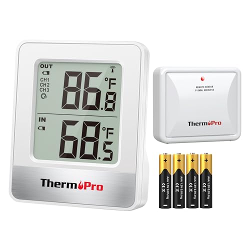 ThermoPro Indoor Outdoor Thermometer Wireless 500FT, Outside Greenhouse Thermometer with Temperature Sensor, Outdoor Thermometers for Patio Reptile House Home Baby Room Temperature Monitor