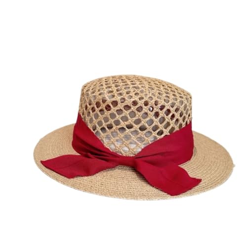 Chapeau de paille plage respirant style ajouré et tresse fine été