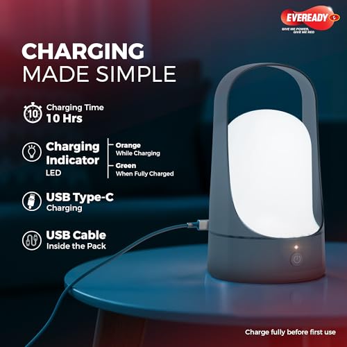 Image of Eveready Vistalite HL83, 30W Emergency Rechargeable Lantern, 360 Illumination, USB Type-C Charging, Durable ABS Build with Handle, Overcharge & Deep Discharge Protection, Pack of 1