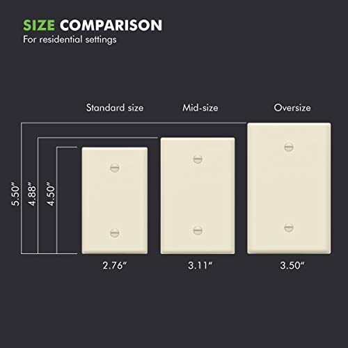 Image of ENERLITES 10 Pack Mid-Size Blank Wall Plate Cover, 1-Gang, Light Almond | Medium size 4.88 inch x 3.11 inch, cover unused electrical box /outlet /switch, unbreakable polycarbonate, UL-listed, easy to install