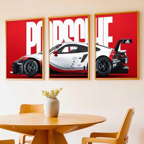 Image of HOMESY Sports Car Framed Posters Gift Items for Boys Room | Wall Decoration for Bedroom Living Room Office Gaming Room Decor | Sports Car Poster with Frame for Wall Decor Set Of 3 Size (10x13 inch, BROWN)