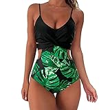 🏊Monokini de cintura alta, tirantes finos ajustables, corte bajo sexy, sujetador con relleno extraíble, parte inferior de trajes de baño de cobertura completa.