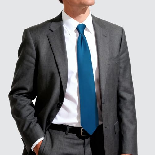 Image of Hi-Tie Men's Extra Long Solid Satin Tie Set 63 Inch /70 Inch Formal Necktie