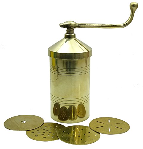 CIY-cookityourself Sev Sancha For Indian Snack/Murukku/Noodle Maker With 4 Different Disc Templates, Gold