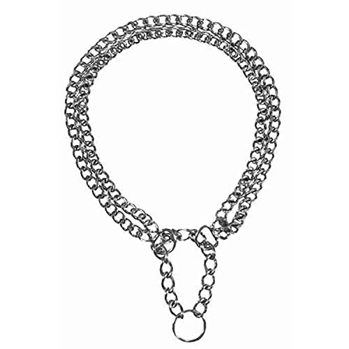 TRIXIE Zug-Stopp-Kettenhalsband Größe L: Halsumfang 50 cm/2,5 mm in silber - stabiles Kettenhalsband 2-reihig für große Hunde, verchromt, leicht zu reinigen, 2244