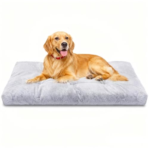 Nobleza - Cama para Perros Multifunción Lavable, Colchón Viaje para Mascotas con 6 Puntos de Acabado Antideslizante, Super Suave y Portátil para Jaula, Coche o Casa - L, 110 * 73 * 10cm, Gris