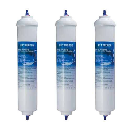 3 filtros universales para frigorífico Microfilter K3 de 1 micra con bloque de carbono, compatible con Samsung, LG, Daewoo, Rangemaster, Beko