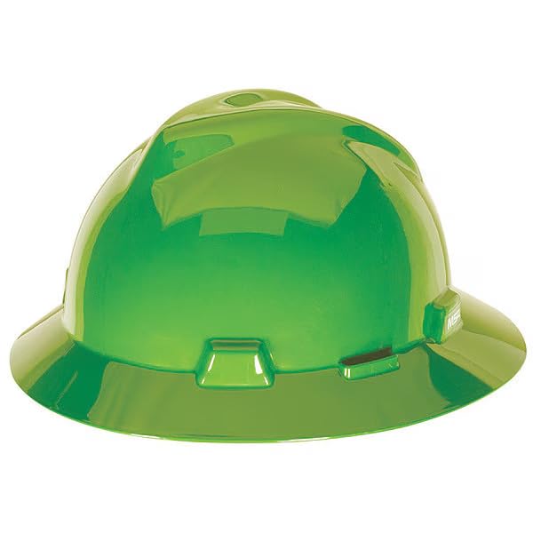Full Brim Hard Hat, Type 1, Class E, Ratchet (4-Point), Bright Lime Green, Mfr: 815570-A