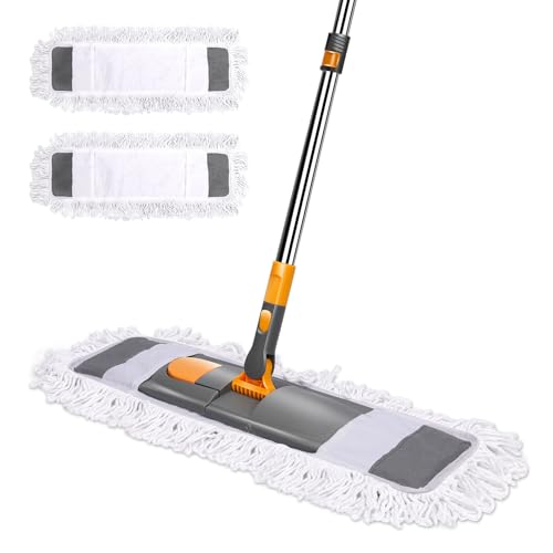 MASTERTOP Bodenwischer, Großer Flach Wischmop mit 2 Moppads und Teleskopstiel, Mikrofaser Mopp Flachmopp, Faltbar Wischer Boden für Hartholz, Laminat, Fliesenboden