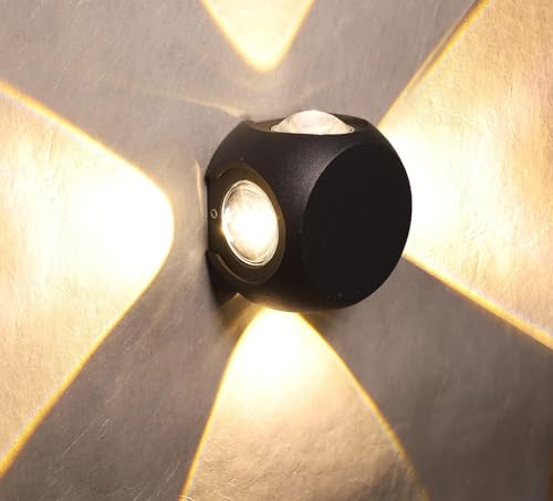 Image of blissbells Modern 4W LED Wall Light with Up & Down Light Effect | Black Aluminum Decorative Wall Lamp for Living Room, Bedroom, Hall & Staircase (4 Way Warm)