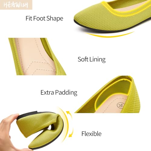 Image of Women's Ballet Flats Shoes Comfortable Mesh Pointed Toe Slip On Dress Shoes | Breathable knit, Memory insole, Lightweight & flexible, Slip-on style, Perfect for daily wear