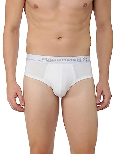 Image of Macroman M-Series Briefs for Men (Pack of 1,L) Ultra Modal Stretch Fabric Underwear | Super Soft Breathable Men Innerwear with Elastic Waistband | Comfortable (White)