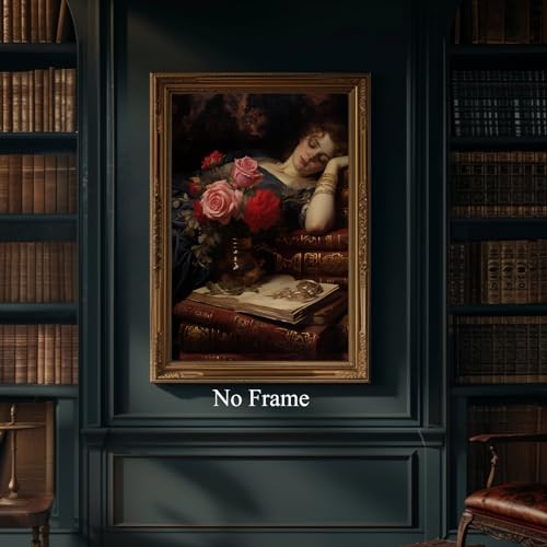 Taedfalesy Sleeping Woman Painting Renaissance Canvas Art Dark Academia Artwork Victorian Woman Poster Vintage Portrait Art Prints Moody Flower Wall Art Vintage Moody Woman Picture For Walls 16X24Inch No Frame thumb #5