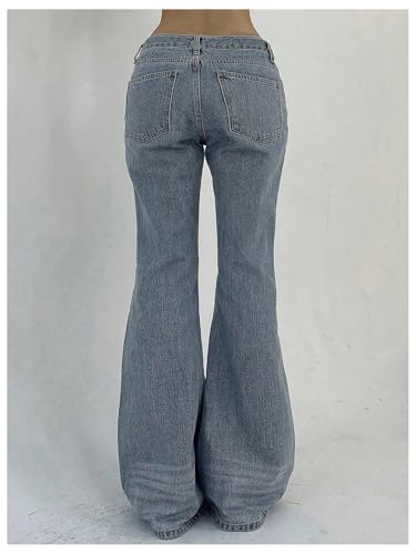 SOLY HUX Women's Low Rise Flare Leg Stretchy Denim Pants Y2k Going Out Bell Bottom Jeans3