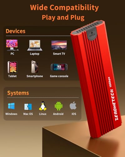 Caja externa SSD M.2 NVMe SATA USB 3.2 Gen 2 roja miniatura 6