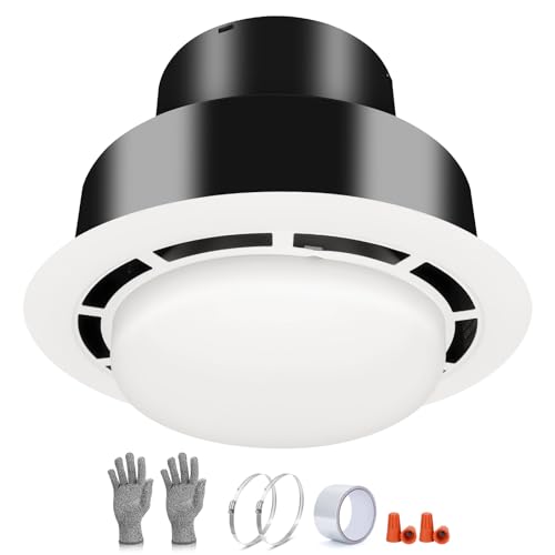 Dnegsc V2244-50 Mobile Home Bathroom Exhaust Fan with Light Socket (E26) 50 CFM Bathroom Vent Fan 7 Inch Vertical Exhaust Ceiling Vent Fan Replacement Fits 10.75 Inch Rough Opening White