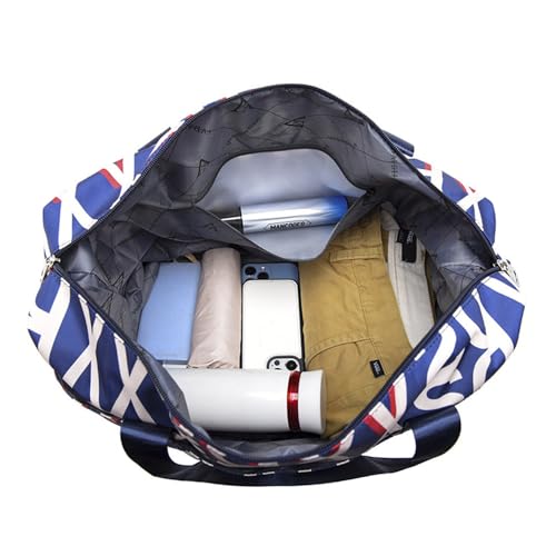 Travel Tote Bags with Trolley Sleeve Expandable Extra Waterproof Oxford Duffel Bag with Wheels Lightweight Traveling Foldable Suitcase (Black Letters, 45 x 24 x 75 cm)3