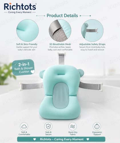 Image of Premium Soft and Safe Baby Bath Cushion for Comfortable Bathing (Blue)
