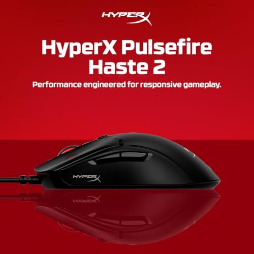 Image of HyperX Pulsefire Haste 2 USB Type-A Wired RGB Gaming Mouse, Up to 26K DPI, HyperX 26K Sensor, 53g Ultra-Lightweight, 6 programmable Buttons, 8K Hz Polling Rate, 24 Months Warranty - Black [6N0A7AA]