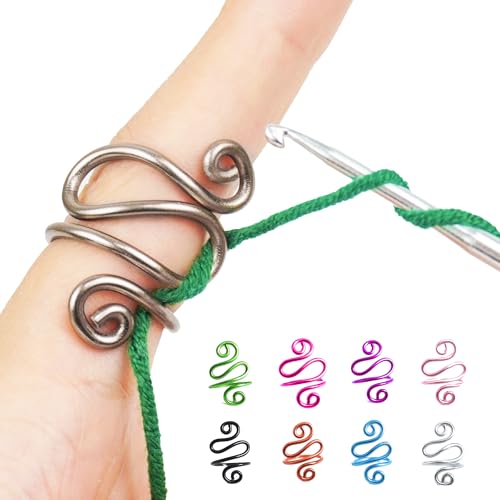 NIBIBALA Crochet Tension Ring, Lefties & Righties Yarn Tension Control Ring, Adjustable Companion Ring, Birthday Gifts For Friend, Sister, Mom, Aunt, Grandma, Knitters (Size 7-10, Camel)