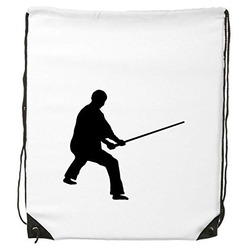 DIYthinker Women's Shaolin Stick China Chinese Kung Fu Martial Art Monk Soldier Traditional Culture Illustration Pattern Drawstring Backpack Fine Lines Shopping Creative Handbag Shoulder Environ Tal P