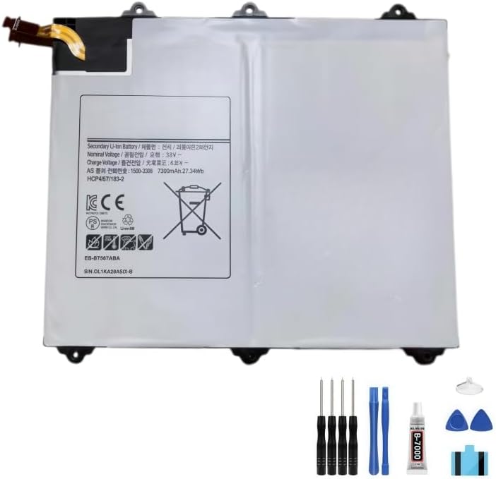 compatible For Samsung Galaxy Tab E 9.6 XLTE SM-T567 T567V T560 3.8V 7300mAh LCD Display Touch Screen Digitizer Full Assembly Replacement Screen Repair Kit battery EB-BT567ABA/ABE+Free Tools