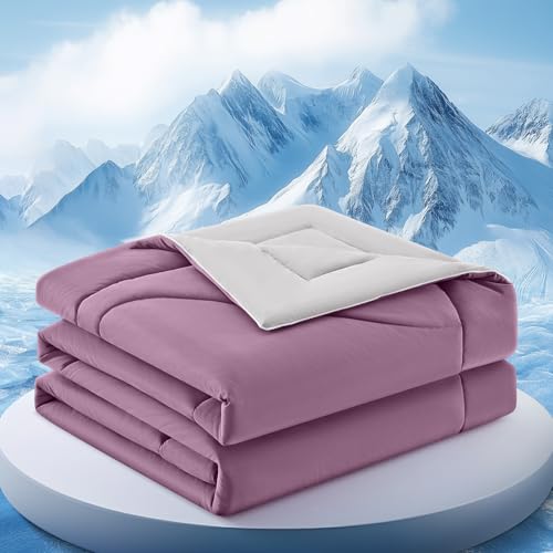 Image of Cooling Comforter Twin Size, Double-Sided Cooling Blanket for Hot Sleepers & Night Sweats, Arc-Chill Q-Max > 0.4 Breathable Ice Blanket, Lightweight Cold Comforter (68''x90'', Muted Pink)