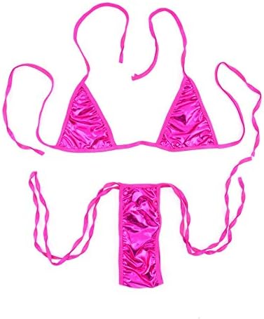 SanquanSexy lingerie G string faux leather panties ladies thong seduction panties women underwear Creative underwear (Color : Gold)