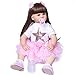 Pinky Lovely 24 inch 61cm Reborn Baby Girl Dolls Realistic Life Like Newborn Baby Doll Vinyl Silicone Long Hair Babies Toy Gift