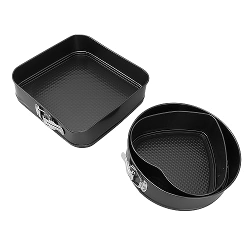 Fydun 3Pcs Cake Pan, Steel for Heart Shaped Springform Nonstick Pan, Removable Bottomleakproof Cheesecake Shape 24cm Round 26 Baking Pot Movable Bottom Buckle Baking Cake