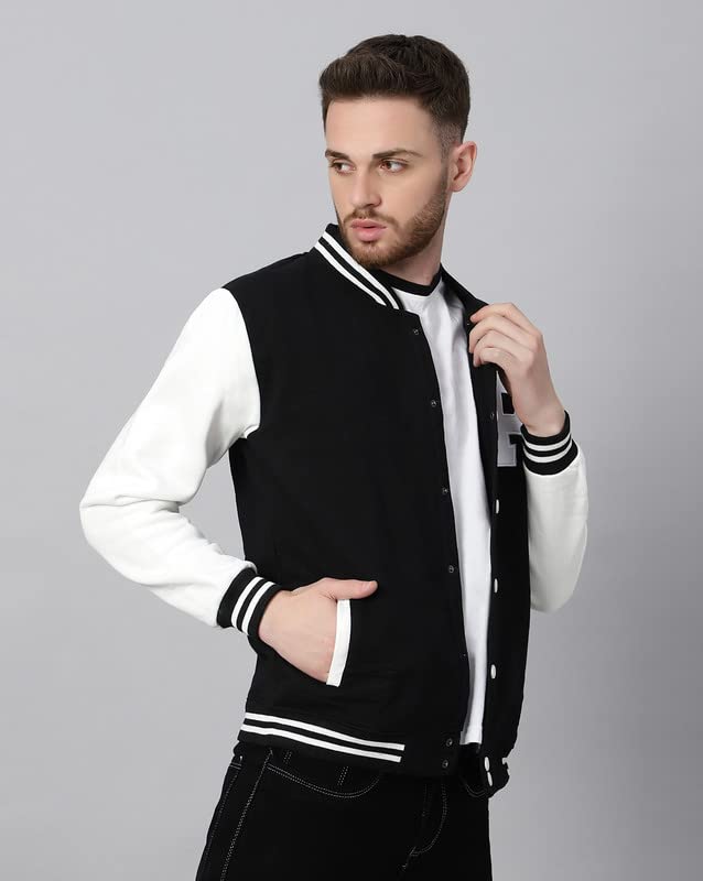 Image of BE SAVAGE Men's Cotton Blend Standard Length Varsity Jacket