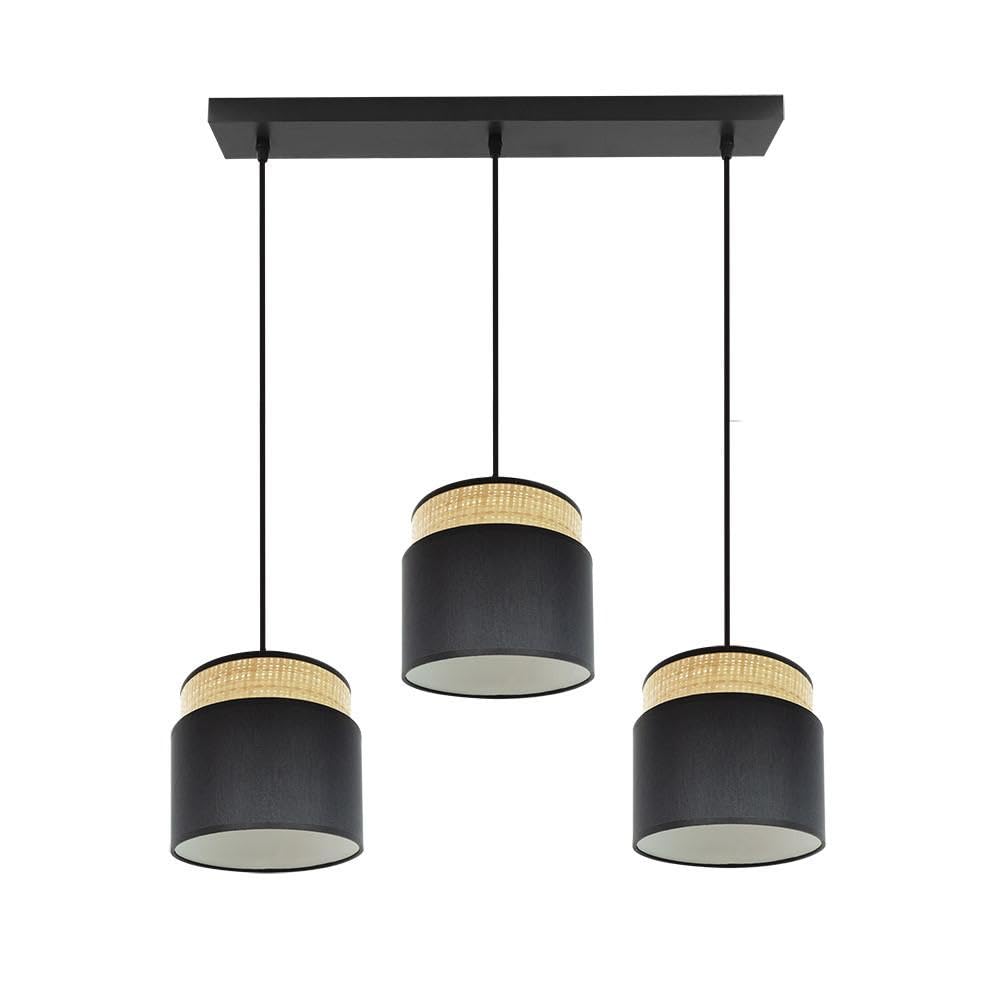 PRENDELUZ Regleta de luz 3xE27, medidas 68x19 cm, color natural/negro, ideal para iluminación decorativa y funcional en hogares o espacios de trabajo.