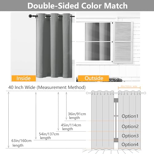 Image of Simplebrand Light Grey Curtains for Bedroom 54 Inch Length 2 Panels Set, Room Darkening Thermal Insulated Energy Saving Curtains for Nursery, Grommet Solid Soft Window Treatment Drapes, W40 x L54