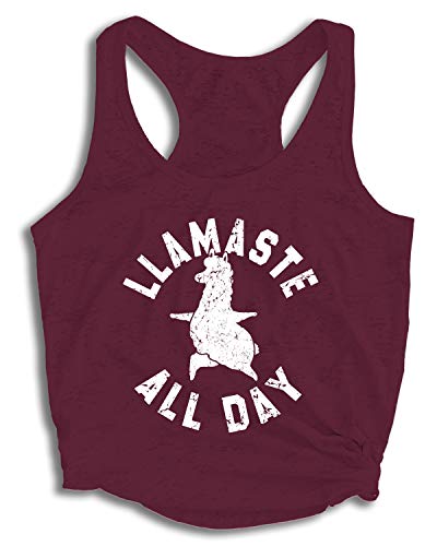 Tough Cookie Clothing Kids' Sleeveless Burnout Tank Top  Llamaste All Day Print Racerback T-Shirt Tee 2-13 Years Girls Boys Maroon M
