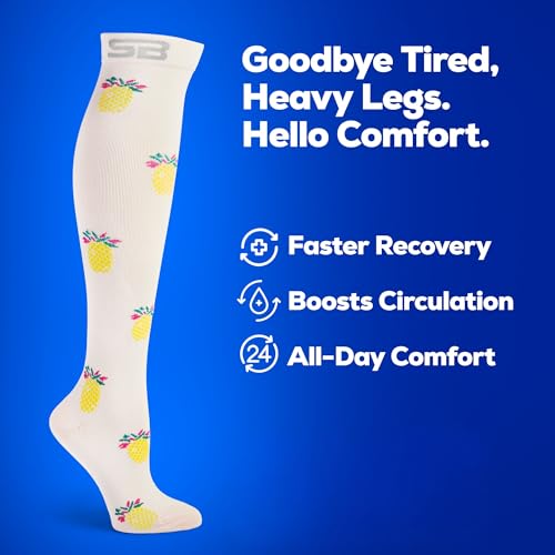 Image of SB SOX 3-Pair Compression Socks (15-20mmHg) for Men & Women - Comfortable Socks, Easy to Put On - Best Socks for Daily /Any Use, Running, Nurse, Travel