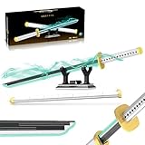 HIGH GODO Anime Cosplay Swords Building Set, 806 Piece One White Ichimonji Yamato Sword, 39IN Roronoa Zoro Katana with Scabbard and Bracket for Adults Teens 14+ (Luminous)