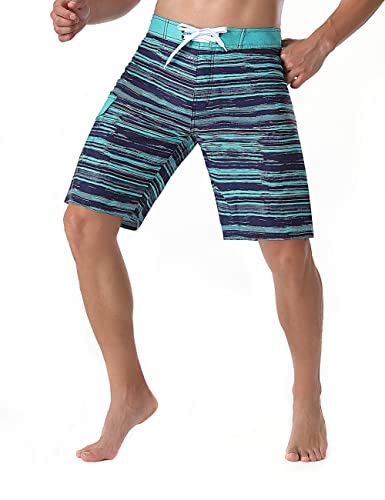 Image of unitop Men's Bathing Board Trunks Beach Shorts Holiday Hawaiian Colorful Striped
