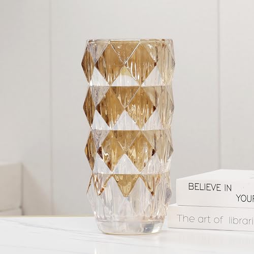 Vase à fleurs en verre doré pour décoration, 28 cm de haut (doré)