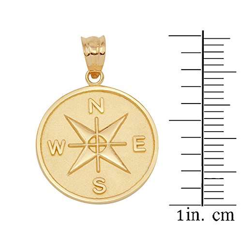10k Gold Compass Medallion Charm Pendant Necklace2