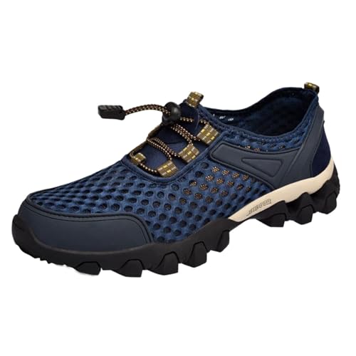 Scarpe da trekking da uomo, impermeabili, leggere, comode, traspiranti, antiscivolo, in rete, a vita bassa, stivaletti alla caviglia, scarpe casual per campeggio e arrampicata, Blu, 41 1/3 EU