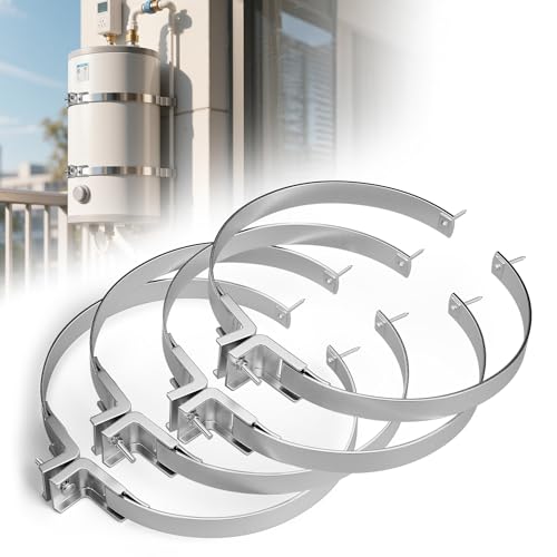 ZhouDaShu 4 Sets Water Heater Earthquake Straps, Water Heater Strap Kit for 80 Gallon Water Tank, Expansion Tank Mounting Bracket with Installation Accessory -Stainless Steel Straps