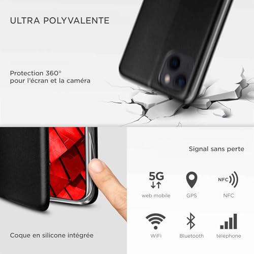 Housse iPhone 15 Plus ONEFLOW aspect cuir idéale pour sorties et appels - 4
