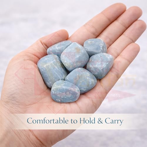 Image of Crystal Angelite Tumble Stone | 50gm Tumbled Gemstones | Reiki Healing Stones | Home Decor Pebbles | Aquarium Gravel | Garden & Table Decor