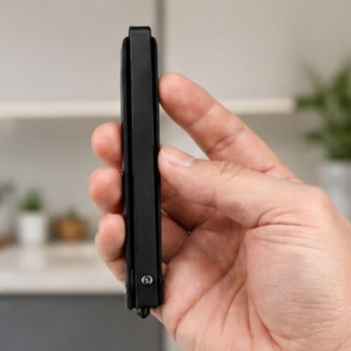 Image of TAZLYN knife foldable Stainless Steel - Manual Cutting Tool Cutting Tool for Vegetables for Kitchen & Travel Use Blade for Fruit Cutting, Kitchen Use | Survival Tool Leather Case