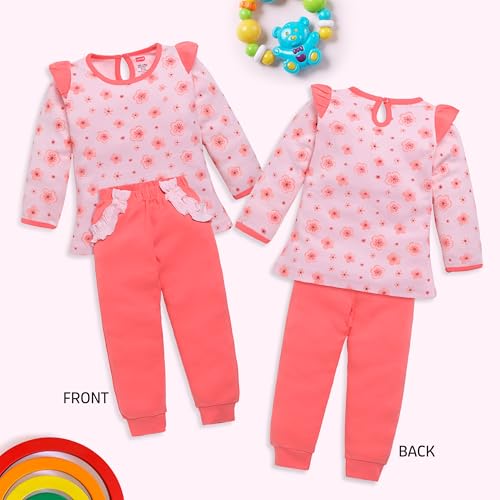 Image of LuvLap Baby Girls 100% Cotton Full Sleeve Top & Pyjama Sets, Pack Of 02
