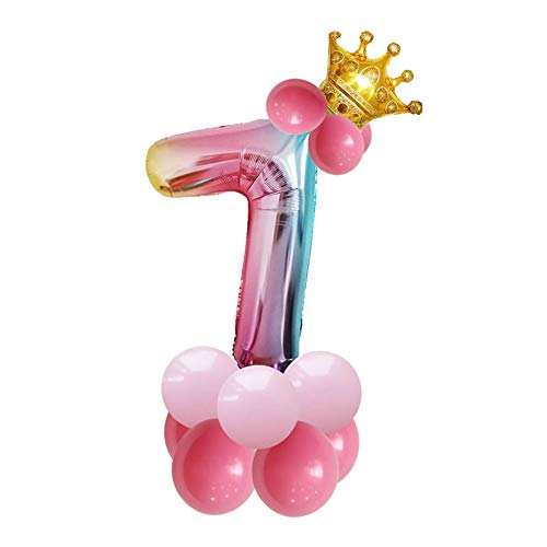 ZHIXIE Globos con número de Corona de 32 Pulgadas, Globo de cumpleaños para Fiestas, Globos de Feliz cumpleaños Decoraciones para Fiestas y Navidad (Números 7)